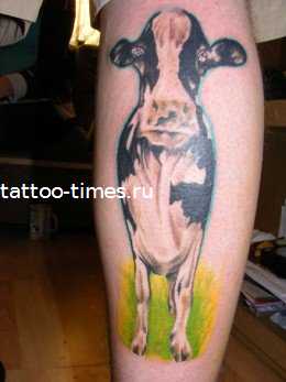 Временная переводная татуировка «Корова» - или неоновая светящаяся тату